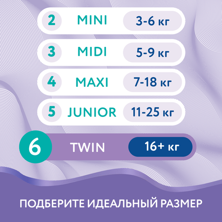 Подгузники Evy Baby 6 (16+ кг) 62 шт.