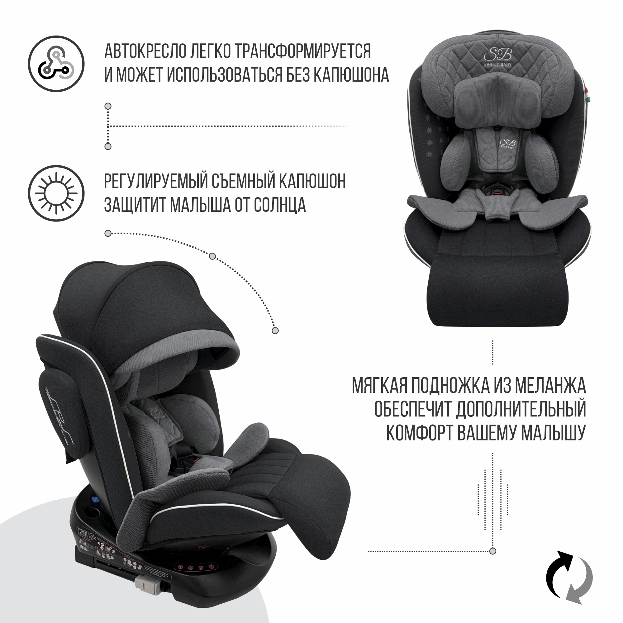 Автокресло Sweet Baby Fortuna Isofix 0+/1/2/3 (0-36 кг) - фото 4