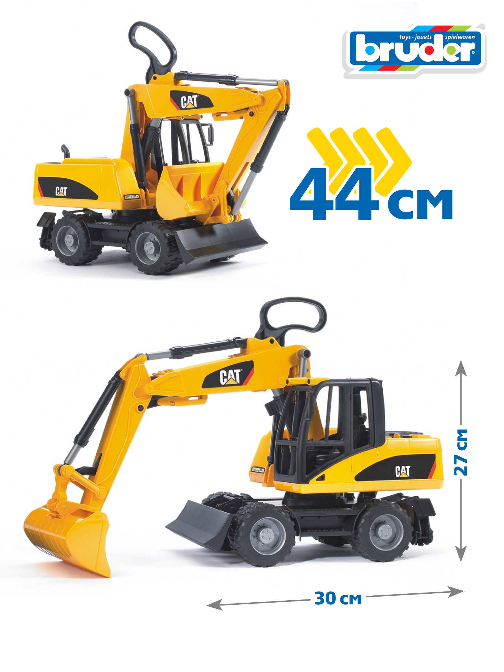 Экскаватор Bruder CAT Колёсный с отвалом 02-445 - фото 2