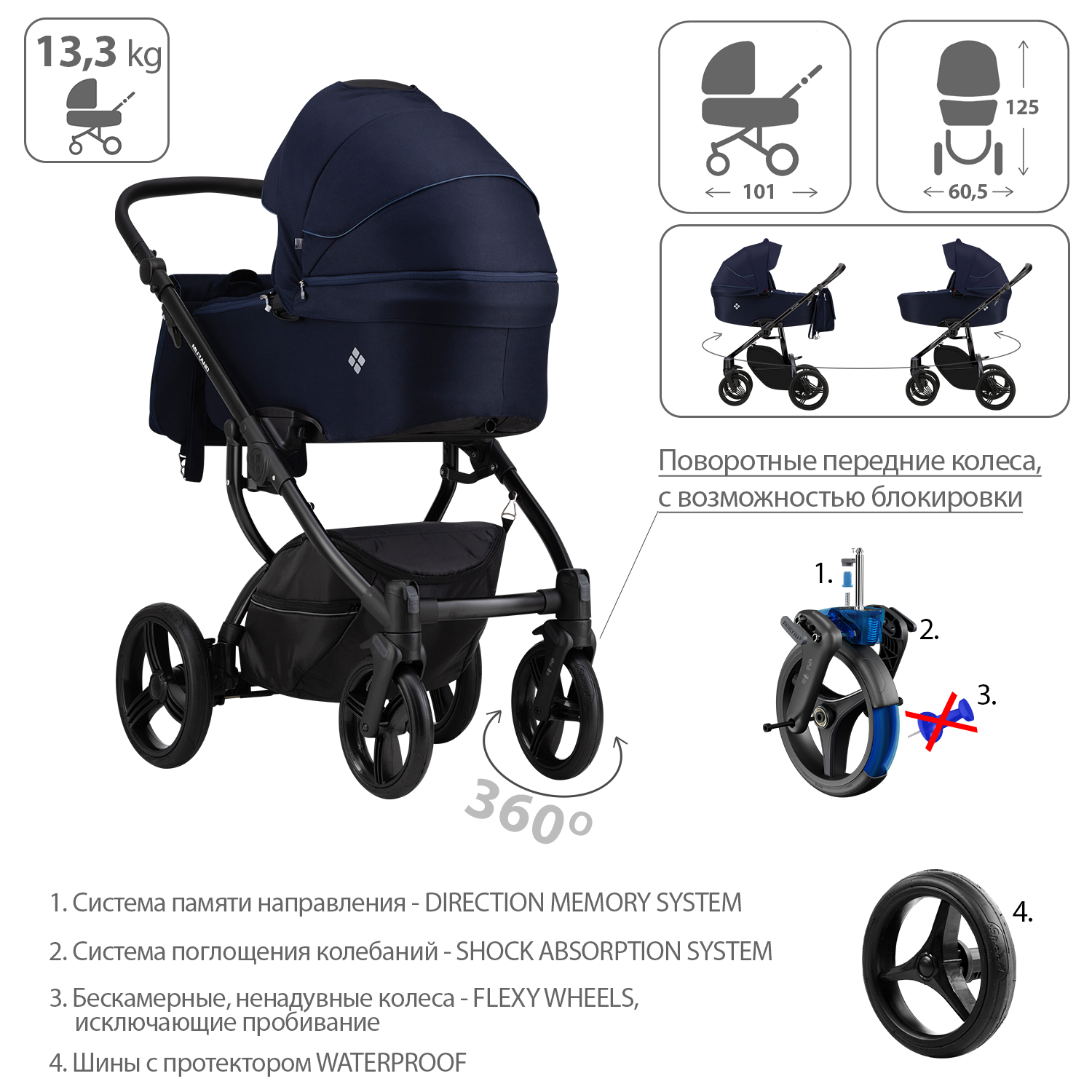 Коляска 2в1 Bebetto Murano Tex - фото 4