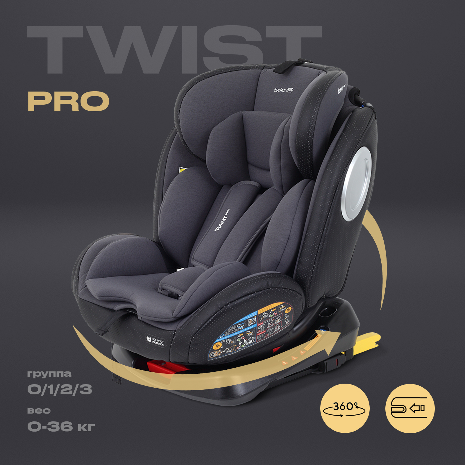 Автокресло Rant Basic Twist Pro Isofix 0+/1/2/3 (0-36 кг) - фото 1