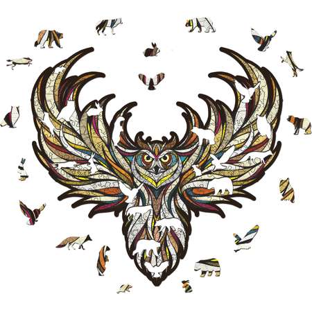 Пазл Eco Wood Art Мудрая Сова L 40x42 см деревянный