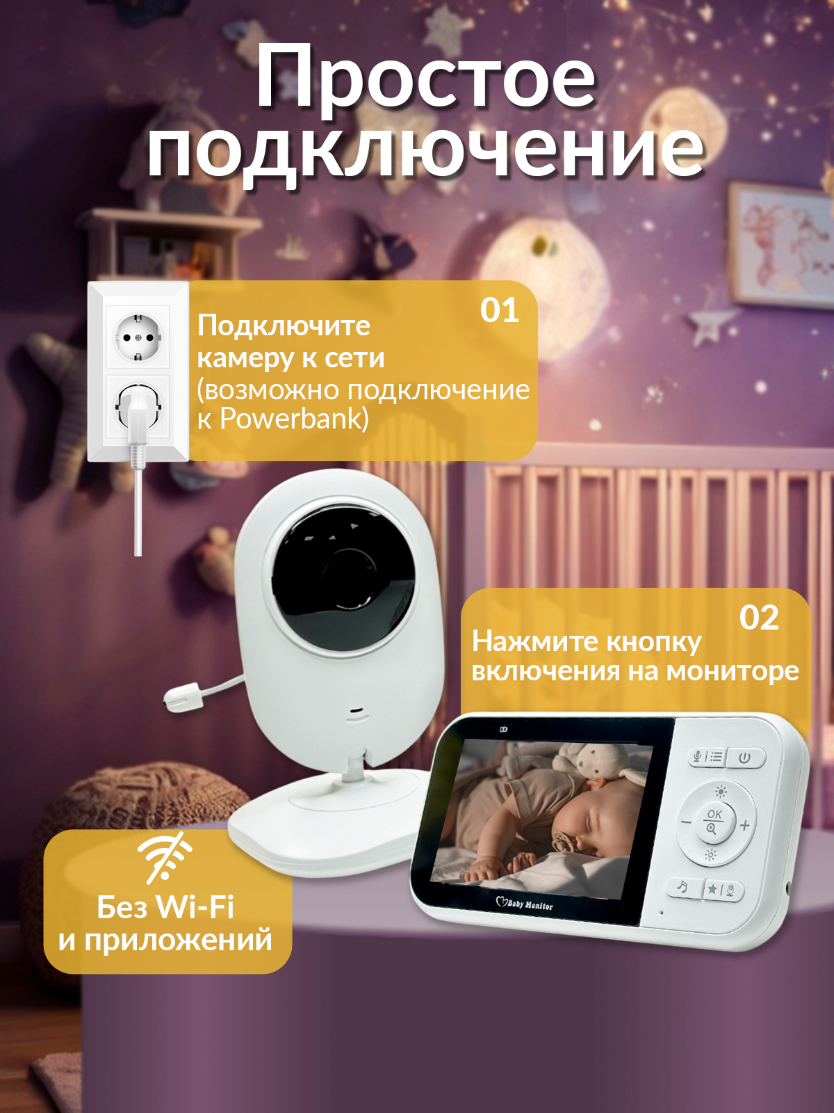 Видеоняня Хевель с монитором беспроводная - фото 9