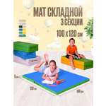 Мат спортивный Perfetto Sport № 22 (100 х 120 х 5) складной голубой/салатовый