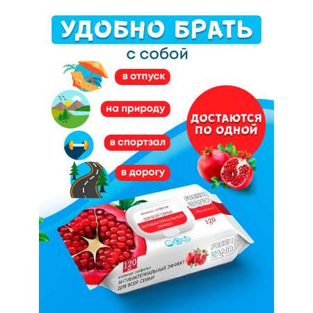 Влажные салфетки FRESHLAND антибактериальные 120 шт.
