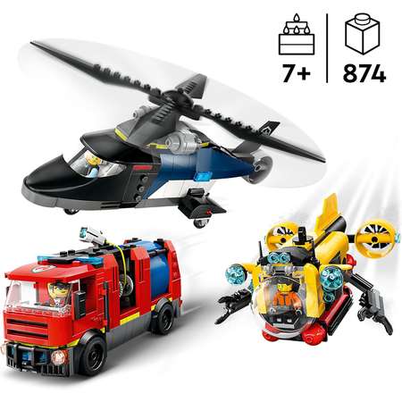 Конструктор LEGO City Helicopter FireTruck Submarine блочный