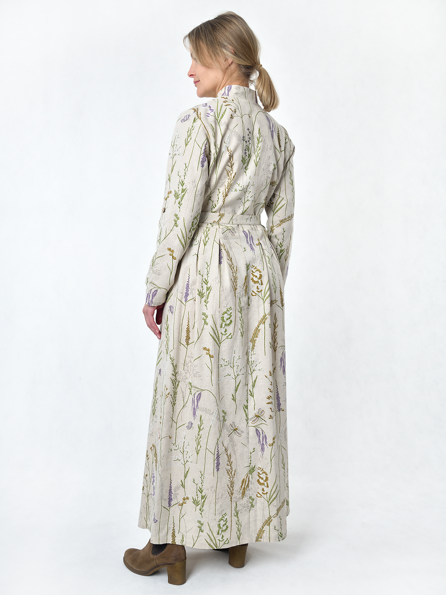 Платье Льняная Горница пл025-02/бежевый-зеленый - фото 8