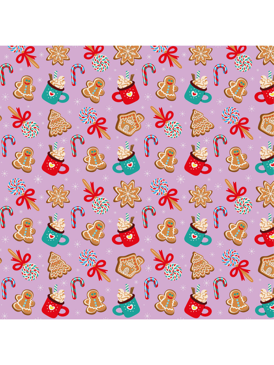 Упаковочная бумага Золотая сказка для новогодних подарков в рулоне 70 см х 10 м Сладости - фото 6