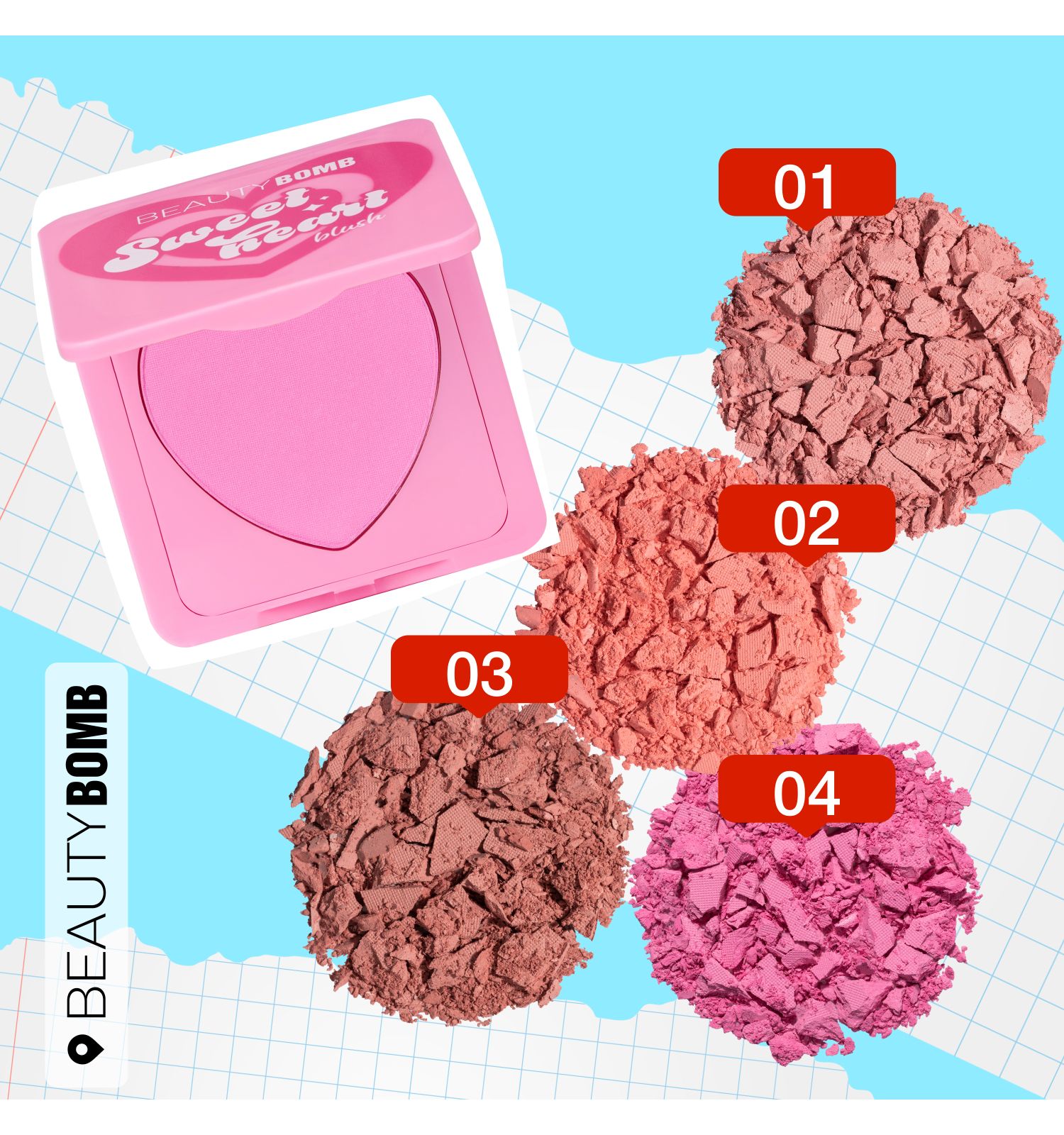 Румяна Beauty Bomb Blush Sweetheart тон 04 матовый фуксия 4.5г - фото 10