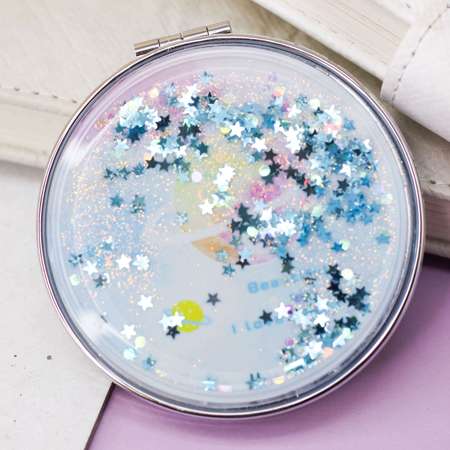 Зеркало карманное iLikeGift Planet stars blue с увеличением