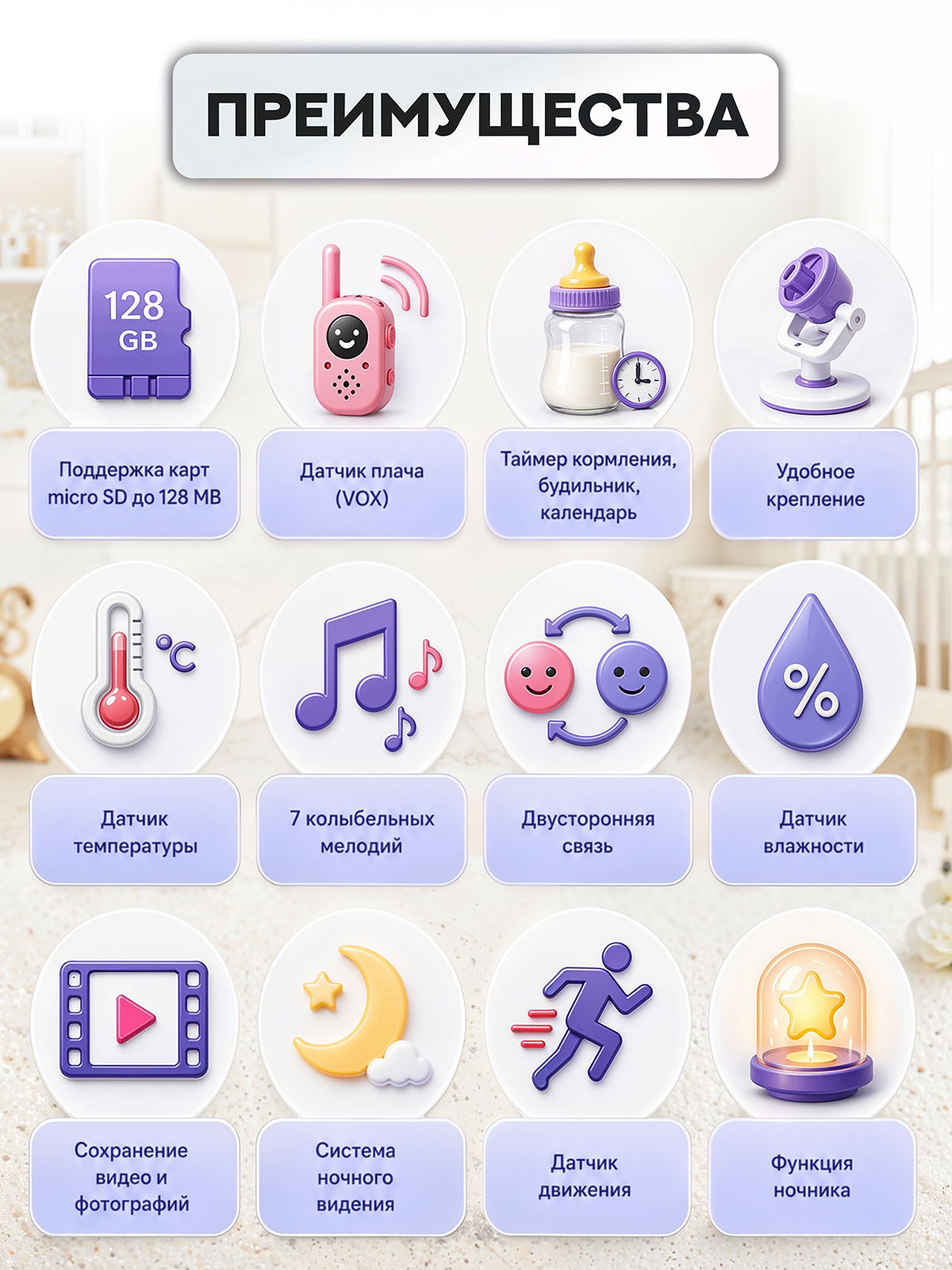 Видеоняня LITTLE CHEF Камера голубая - фото 11