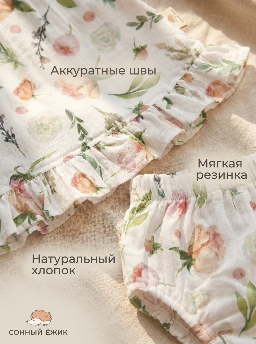 Платье и трусики Сонный ежик Платье_цветы - фото 8