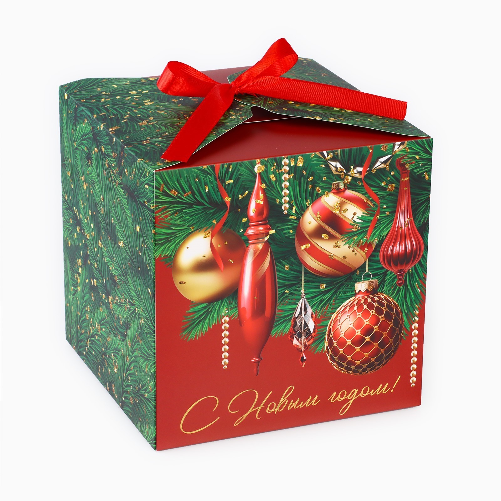 Коробка складная Дарите Счастье "Новогодняя классика",18 х 18 х 18 см - фото 2