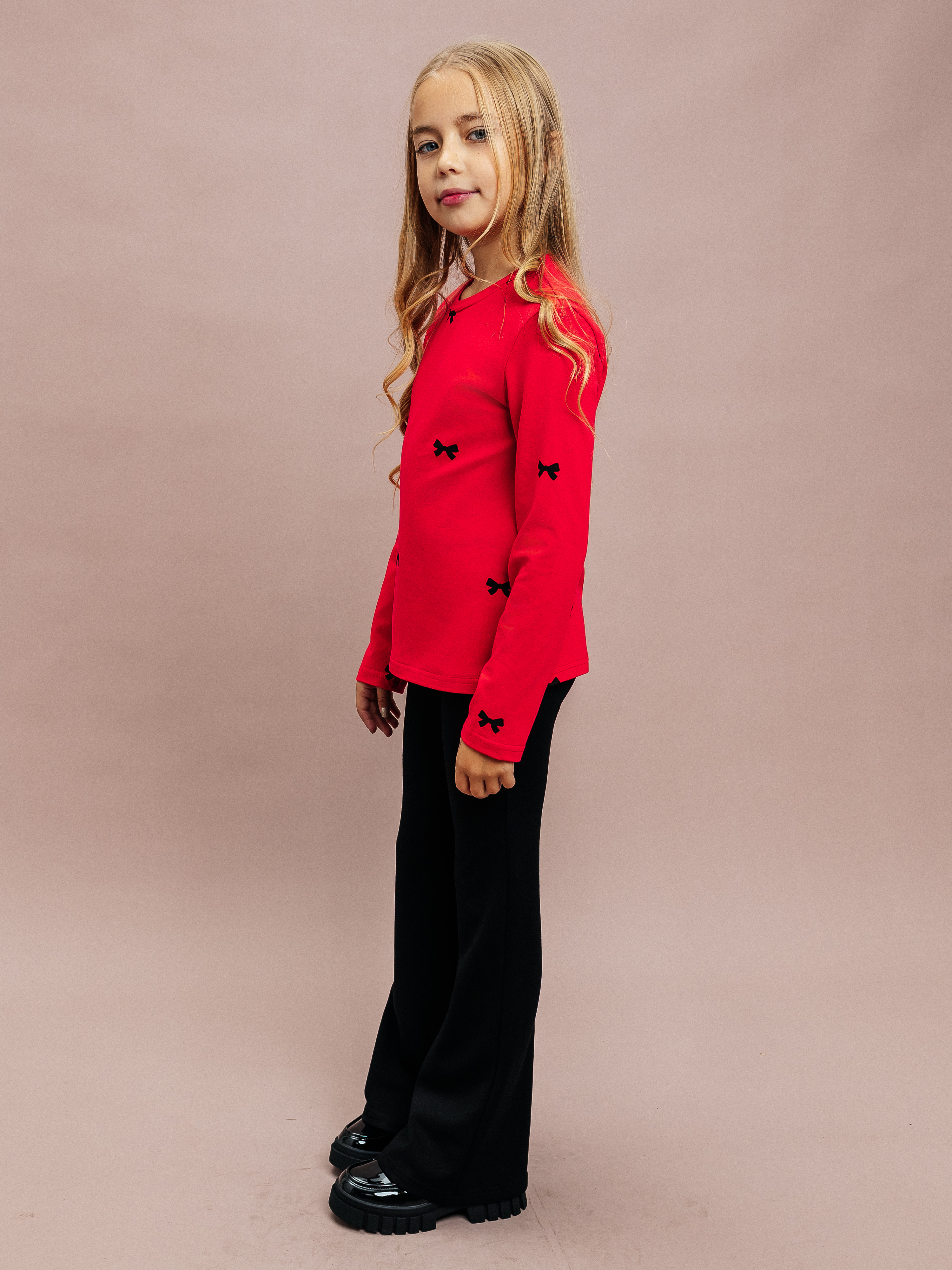 Лонгслив Селтекс Ю_ДК1 красный/бантик черный - фото 5