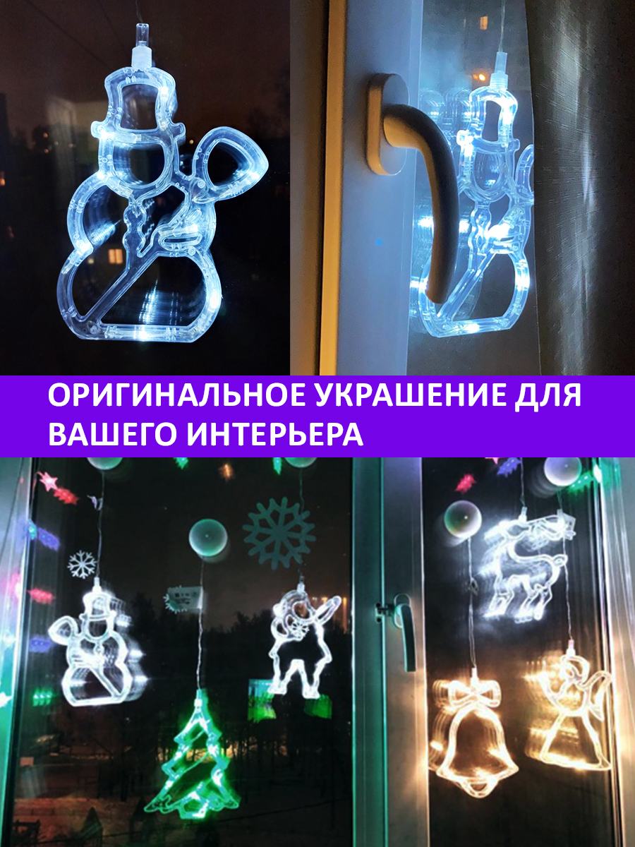 Светодиодная декоративная фигурка-ночник на присоске NEON-NIGHT Снеговик 501-013 - фото 3