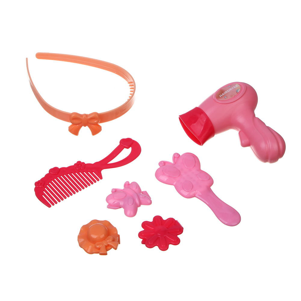 Игрушка Игроленд бижутерия, фен, косметика, маникюрный набор, инструменты, туалетный столик - фото 10