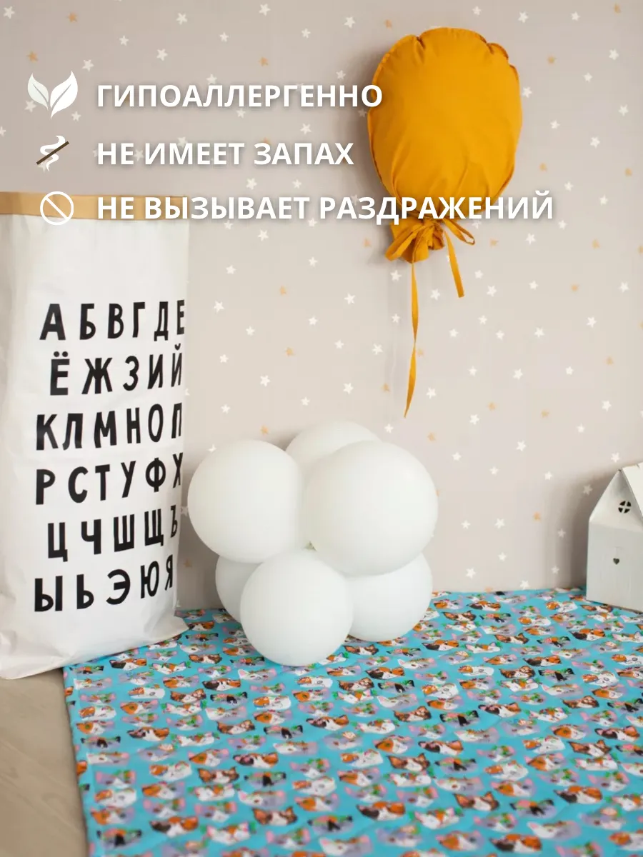 Детский складной коврик прикроватный COROCOCO Коты на голубом 120 x 170 см 1 шт. - фото 3