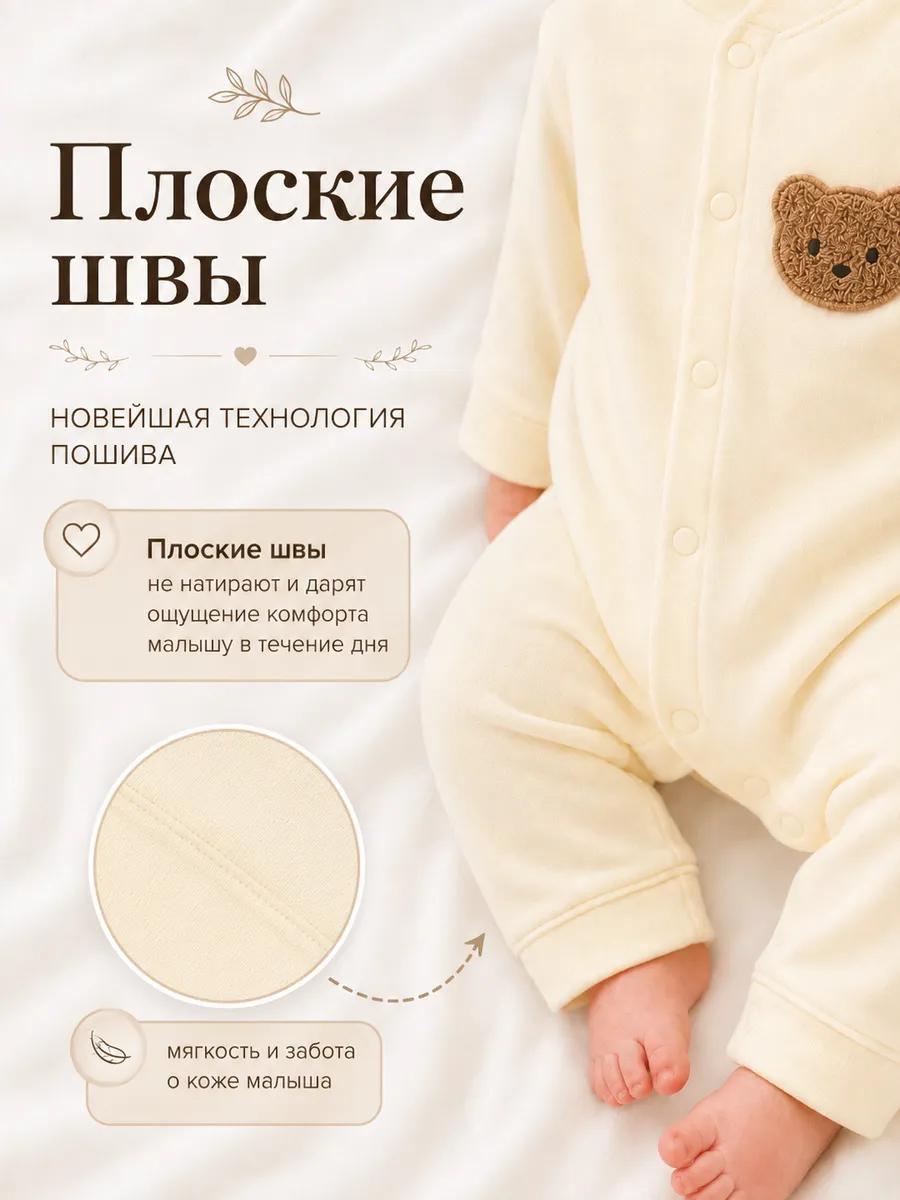 Комбинезон 2 шт Moya ta slip2_bear_buryj - фото 4
