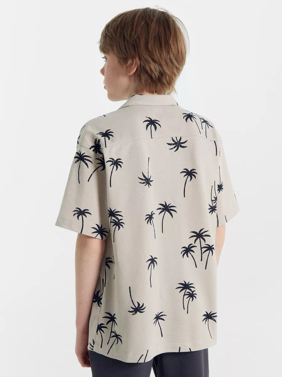 Рубашка Mark Formelle (Марк Формэль) 113445/пальмы на тепло -сером - фото 4
