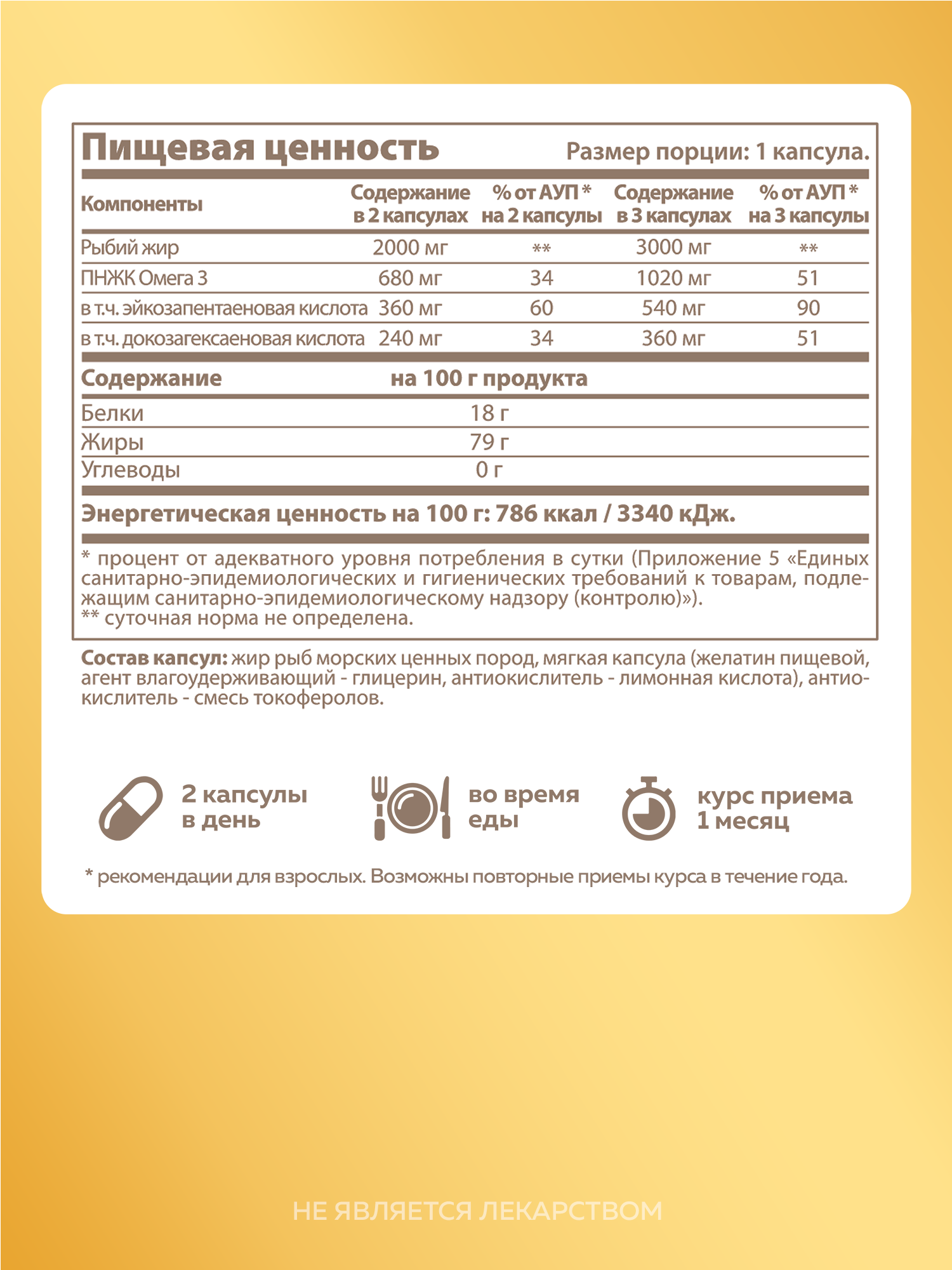 БАД к пище MISHIDO Омега 3 жирные кислоты 180 капсул массой 1360мг - фото 2