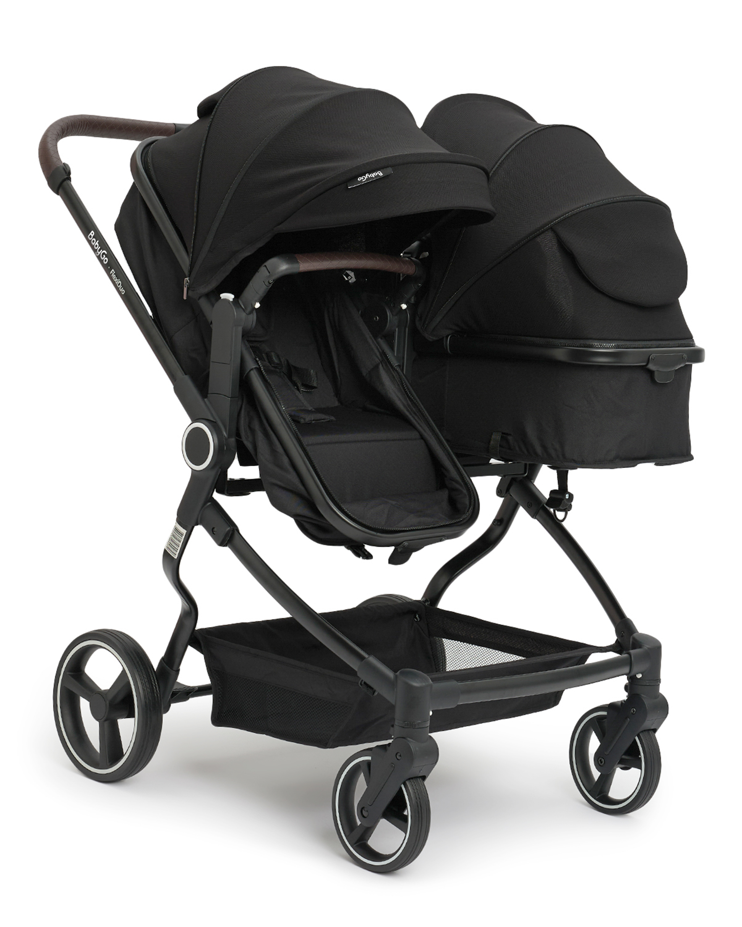 Коляска прогулочная для двойни BabyGo Flexi Duo New черный - фото 11