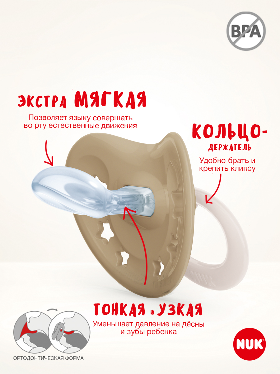 Пустышка Nuk силикон ортодонтическая от 0 мес. 2 шт. - фото 3