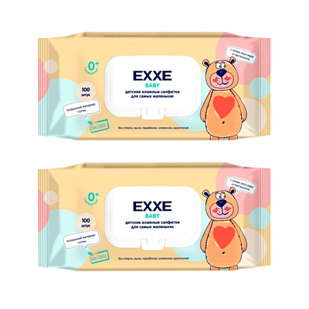 Влажные салфетки EXXE 2 упак. 100 шт.