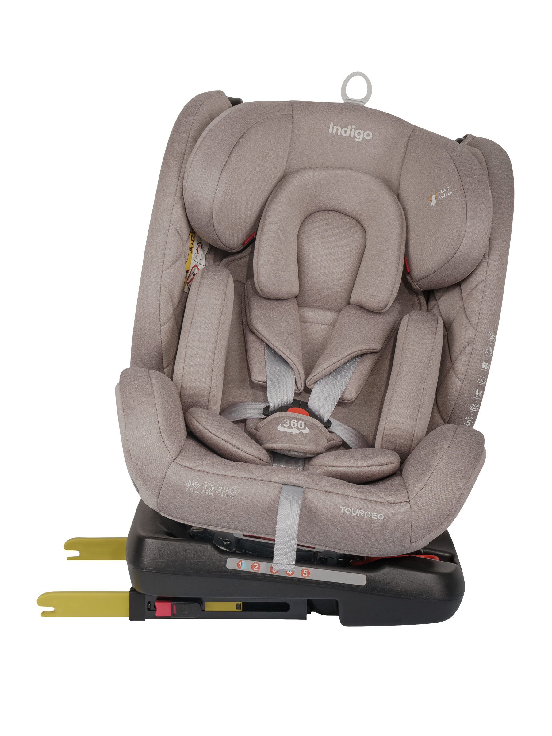 Автокресло Indigo Tourneo S Isofix 0+/1/2/3 (0-36 кг) бежевый - фото 21
