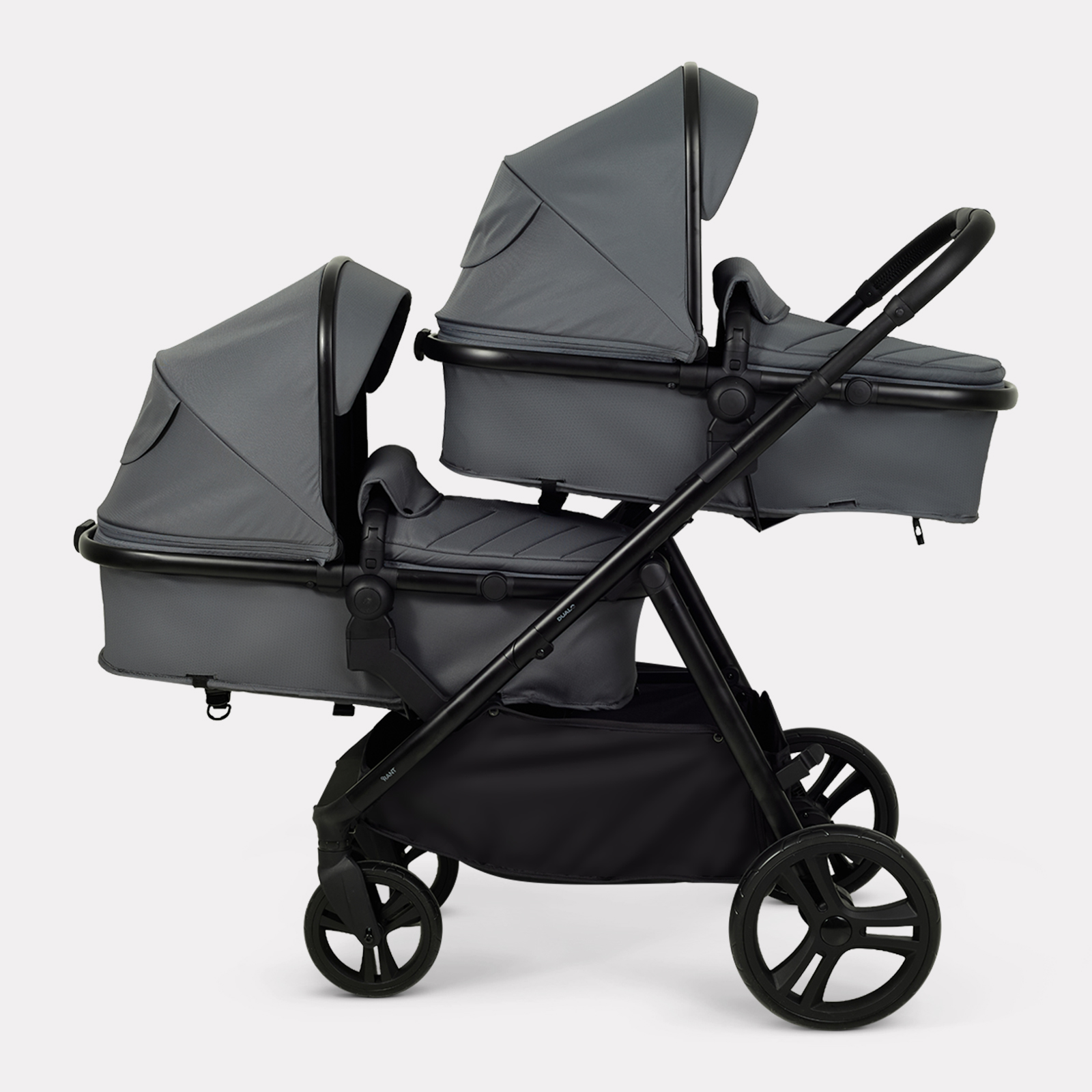 Коляска 2в1 для двойни Rant Basic Dualo серый - фото 1