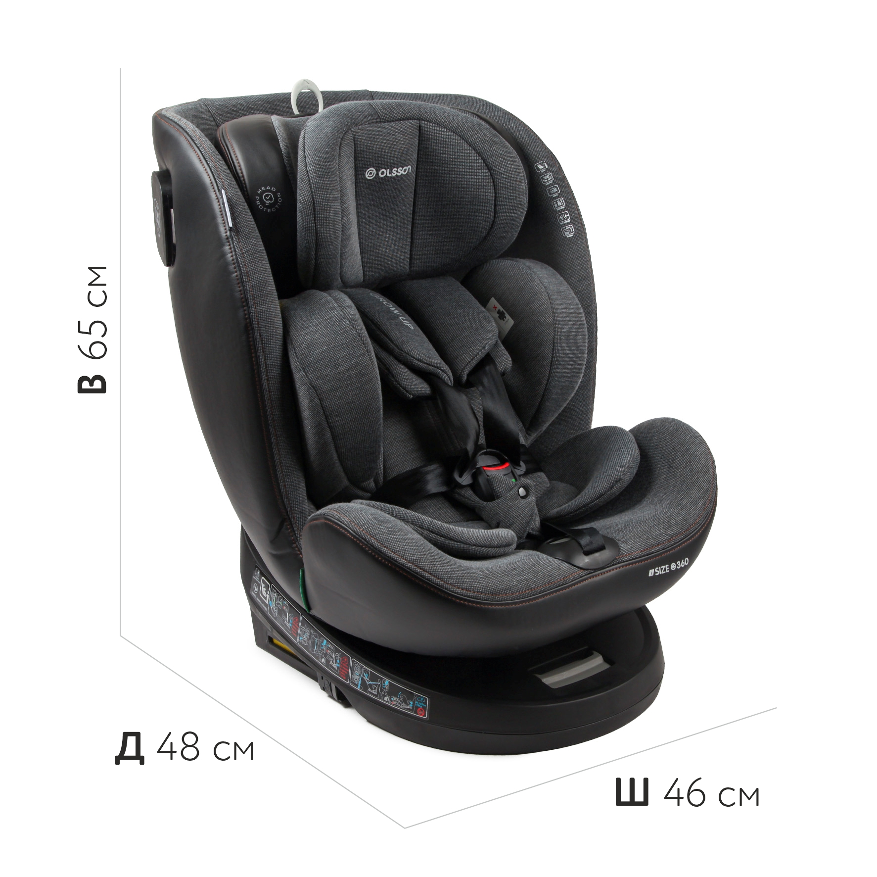 Автокресло Olsson Grow Up Grey Isofix 0+/1/2/3 (0-36 кг) - фото 8