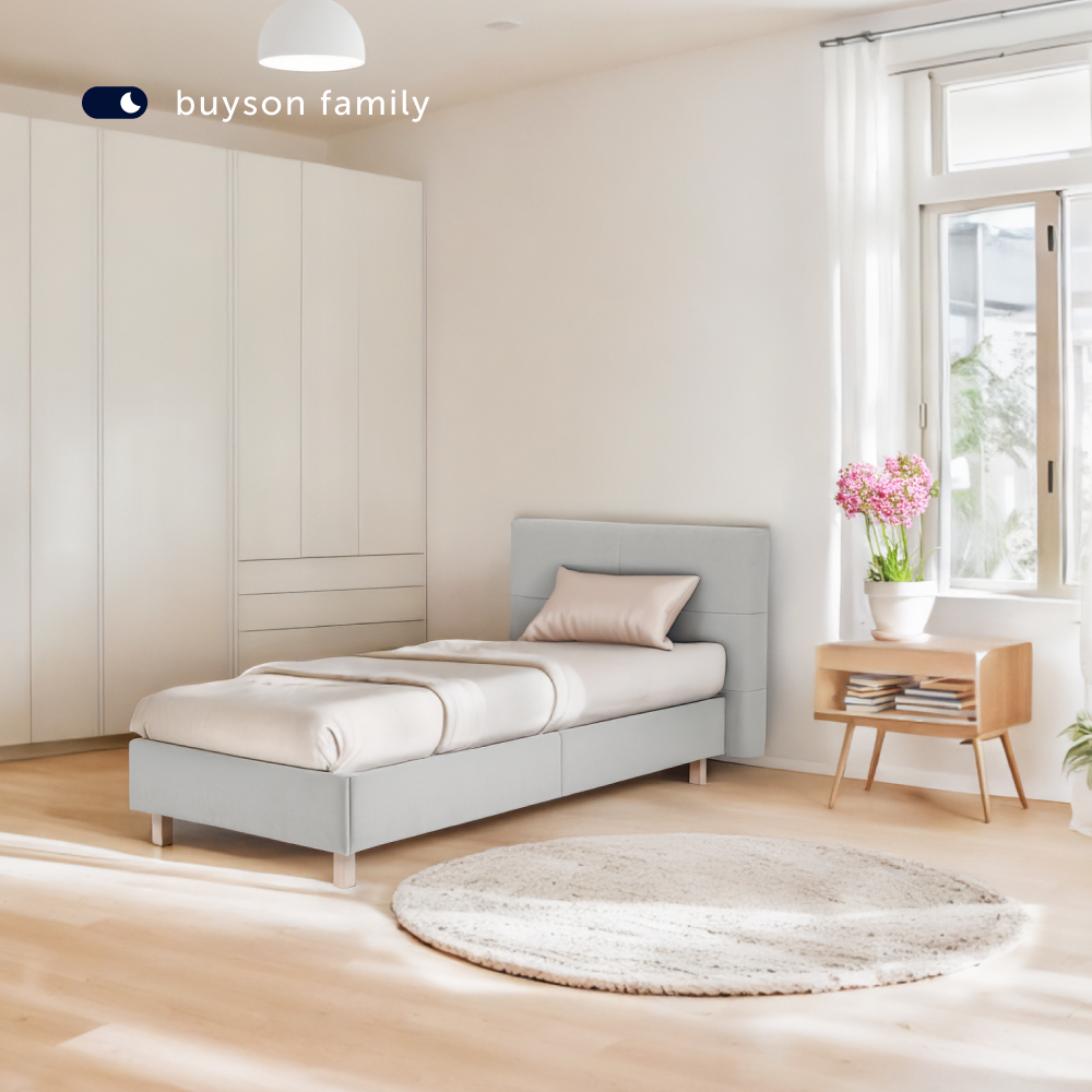 Односпальная кровать buyson BuyGlory 200х90 серая микровелюр - фото 10