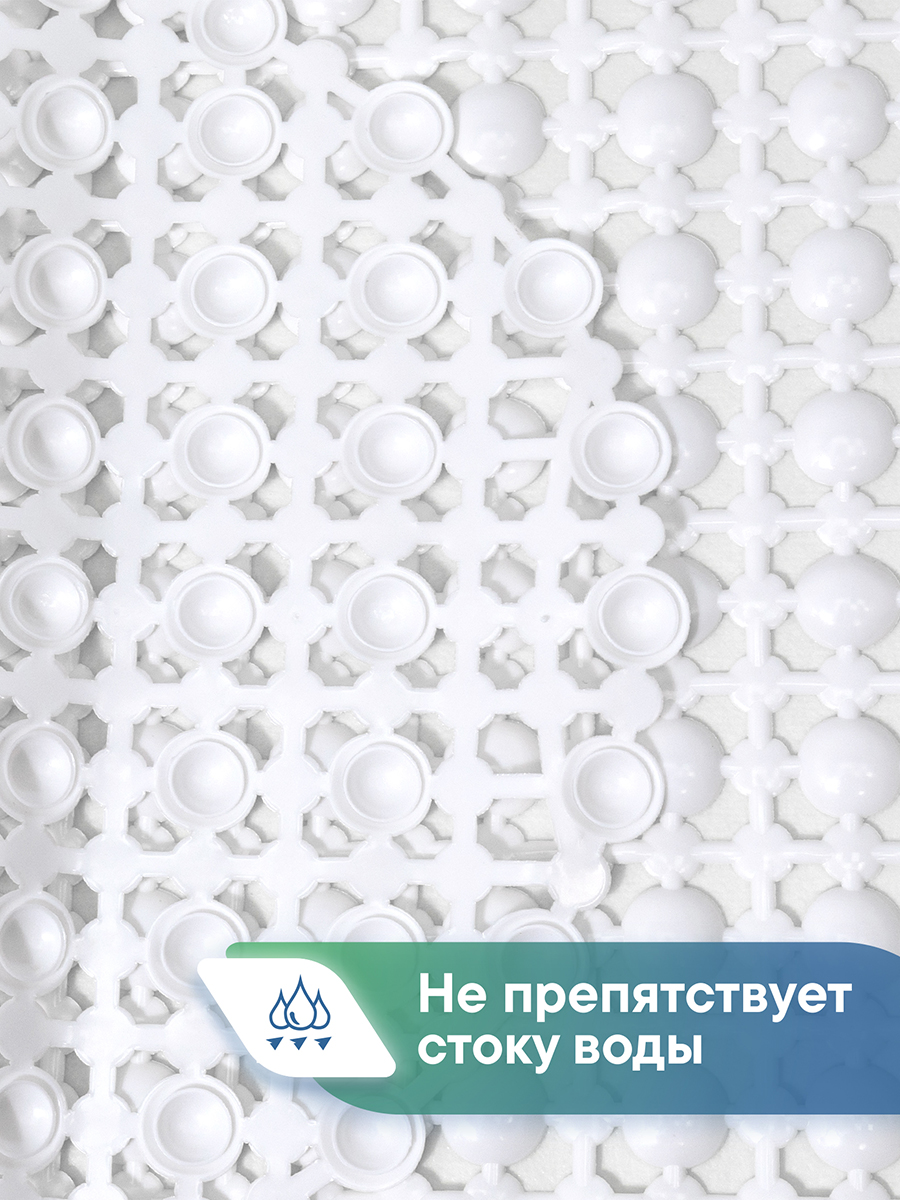 Коврик для ванной VILINA белый 36 x 65 см 1 шт. - фото 4