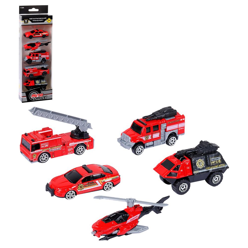 Игровой набор AUTODRIVE Машинки металлические 5шт 1:64 JB0403969 - фото 4