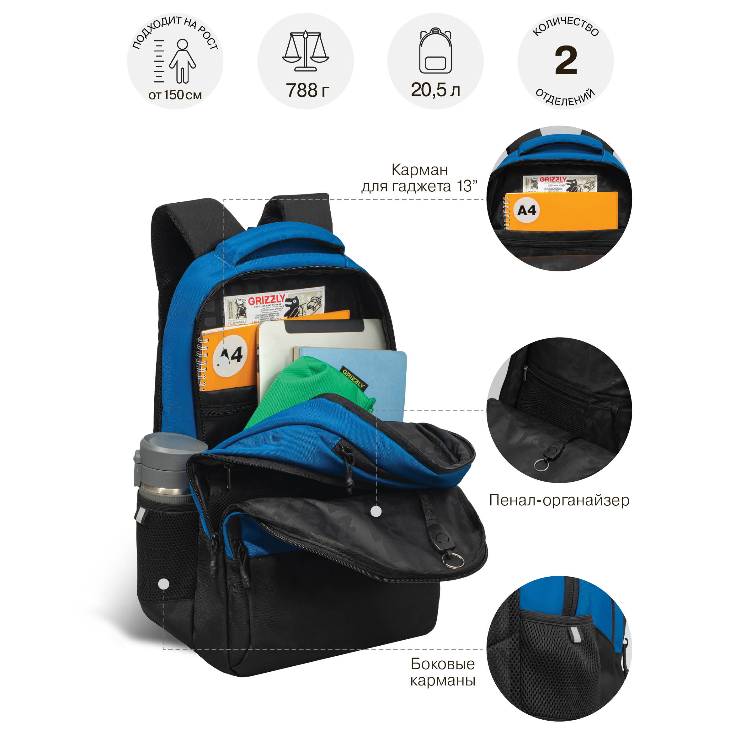 Рюкзак Grizzly для мальчика - фото 8