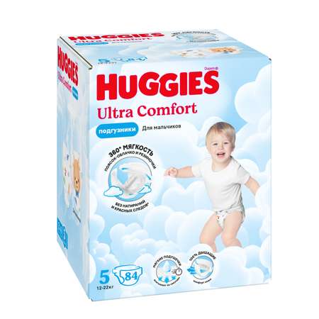 Подгузники Huggies Ultra Comfort для мальчиков 5 (12-22 кг) 84 шт.
