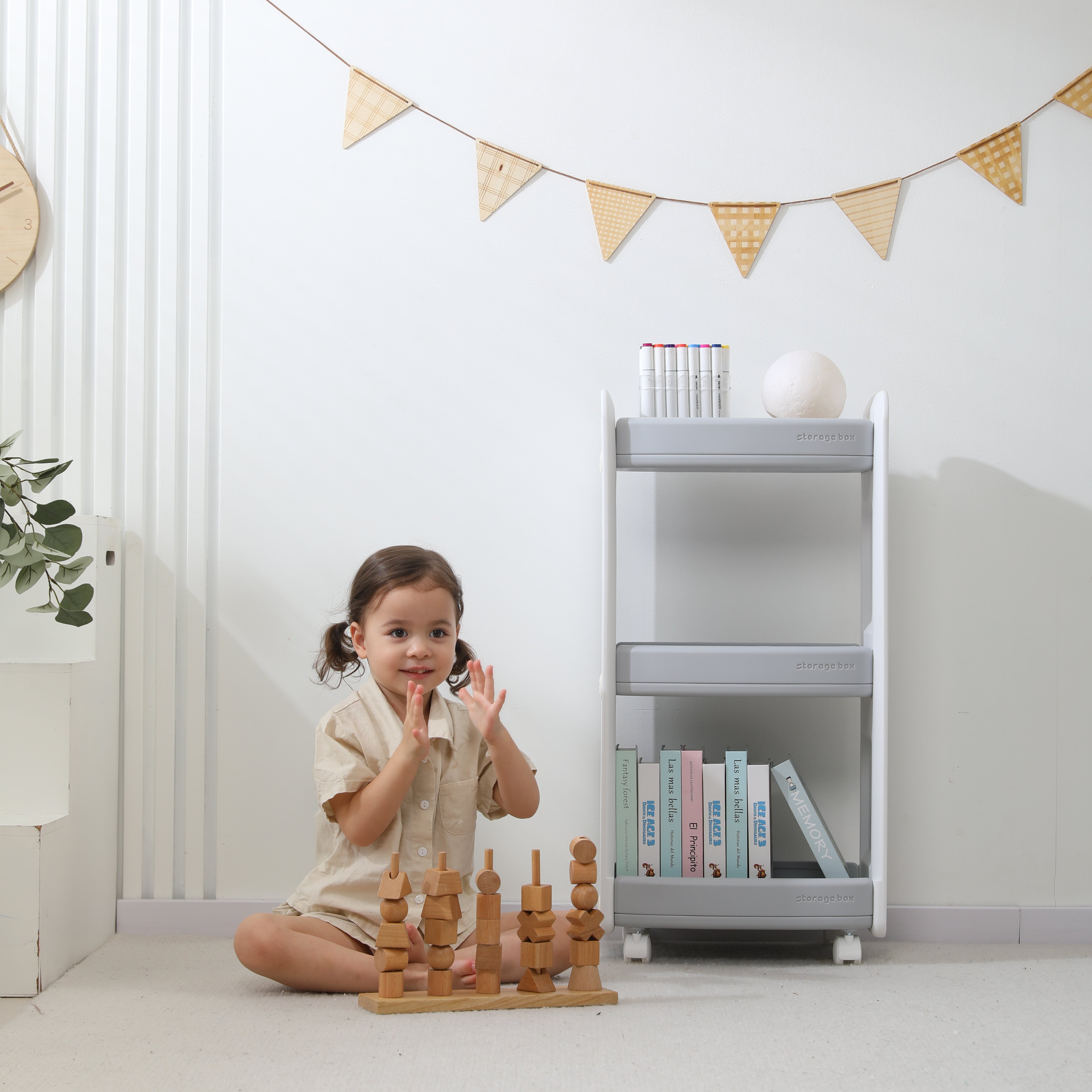 Тумба-стеллаж UNIX Kids Storagebox 3 levels Grey - фото 10