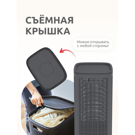 Корзина InHome для белья пластиковая с крышкой 75 л