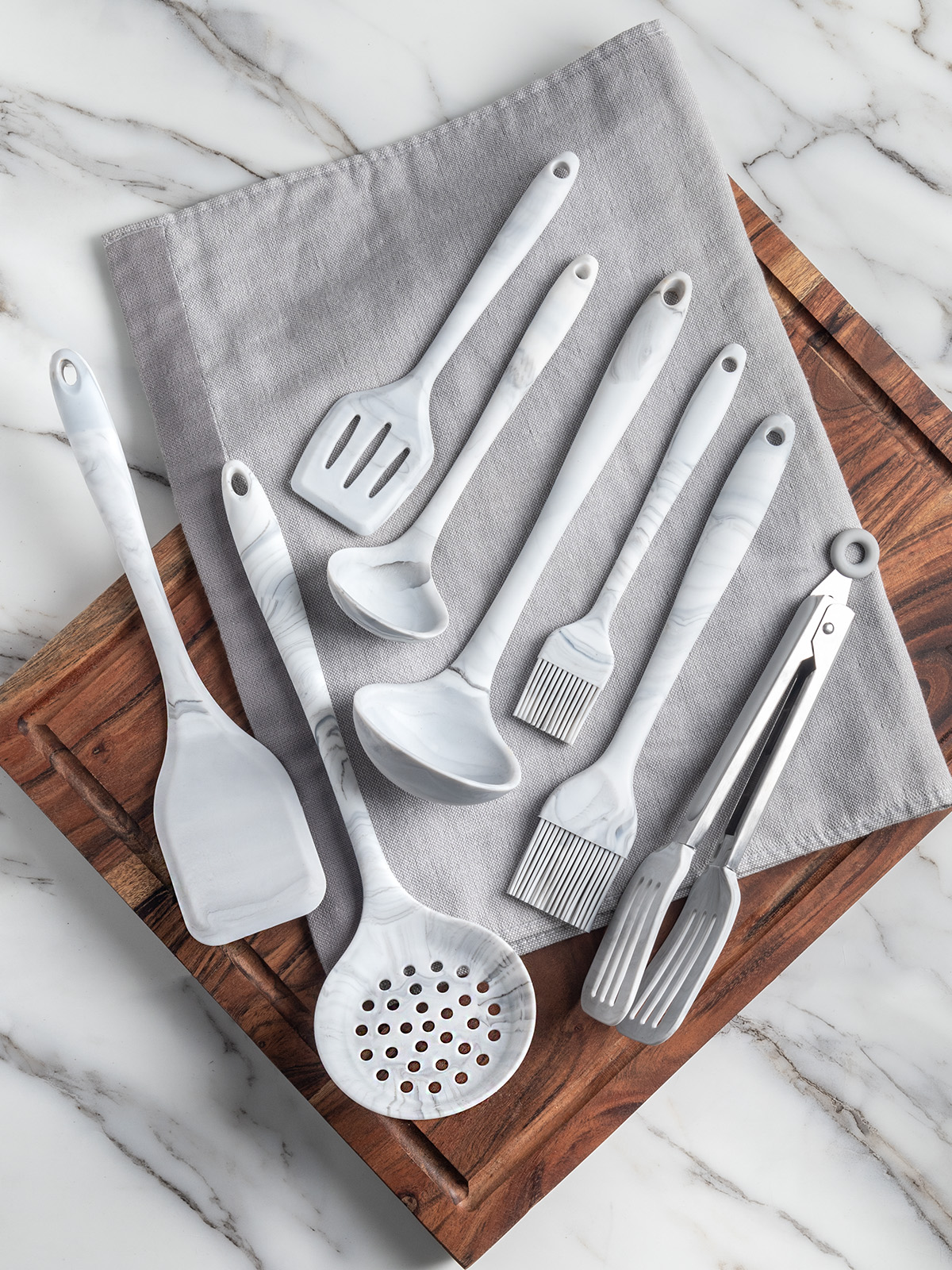 Шумовка DeNASTIA силикон мрамор белый/серый - фото 7