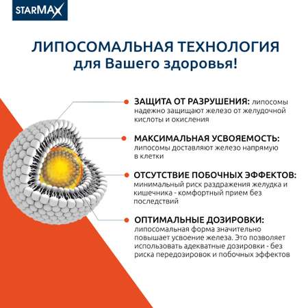 БАД VECTOR-MEDICA Железо липосомальное + Витамины С, В9, В12 436 мг №60 капс.