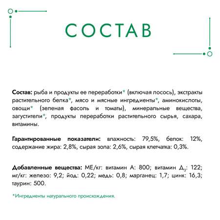 Корм для кошек Гурмэ 75г с лососем-гриль и зеленой фасолью
