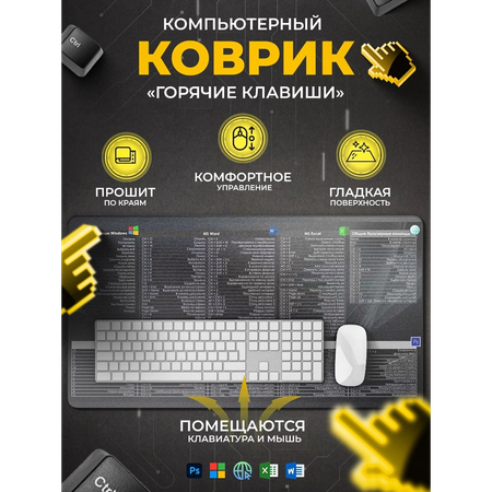 Коврик для мыши oqqi и клавиатуры компьютерный игровой большой антискользящий на стол