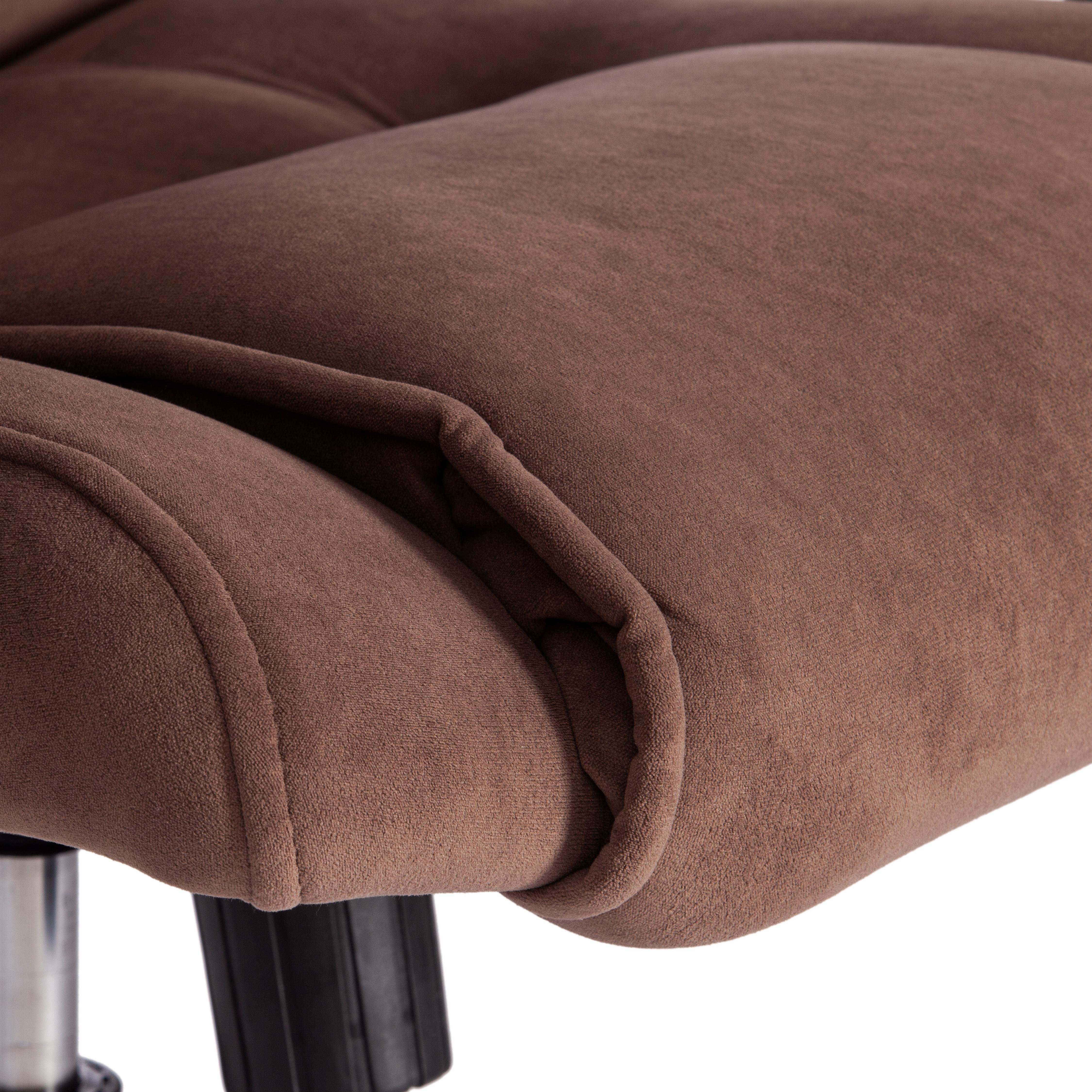 Компьютерное кресло TETCHAIR Бергамо хром флок коричневый - фото 14