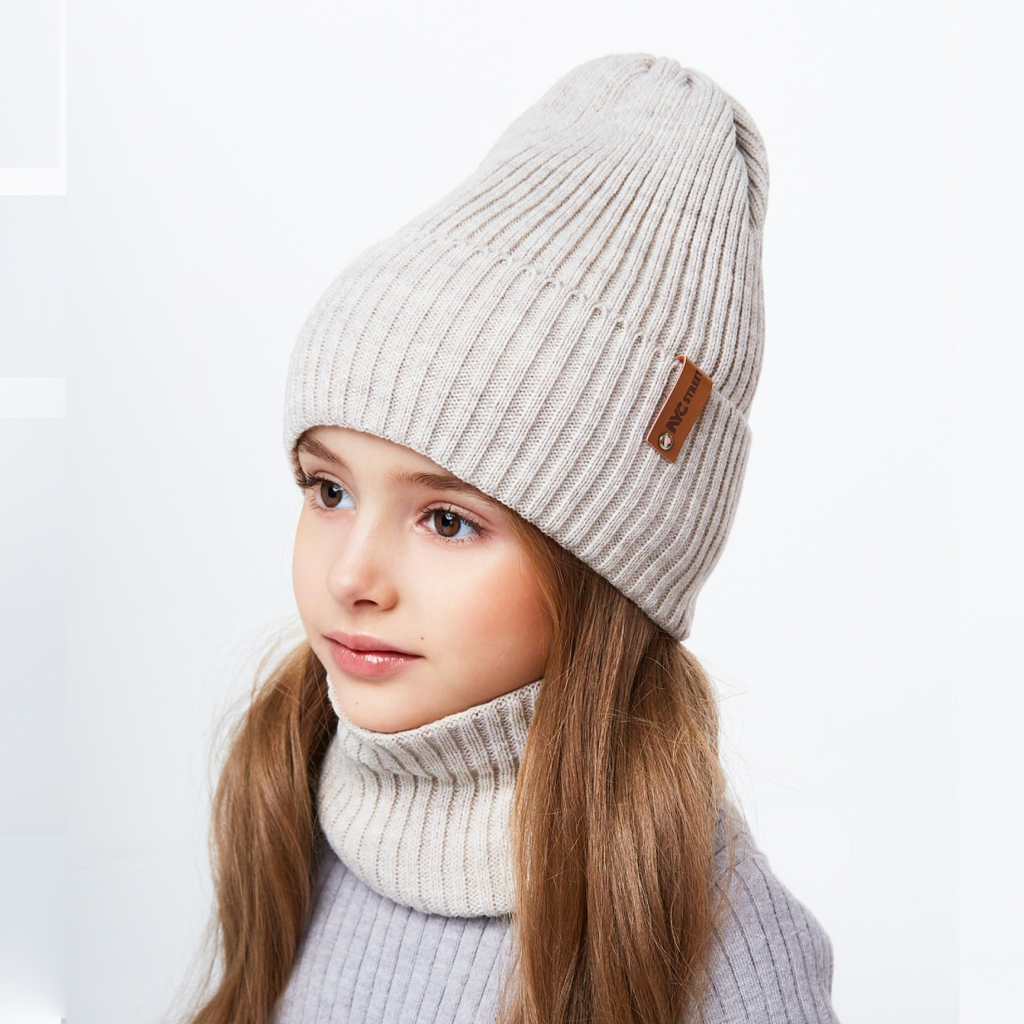 Шапка и снуд KUBRIO KU-H-104-GplainW-beige - фото 6