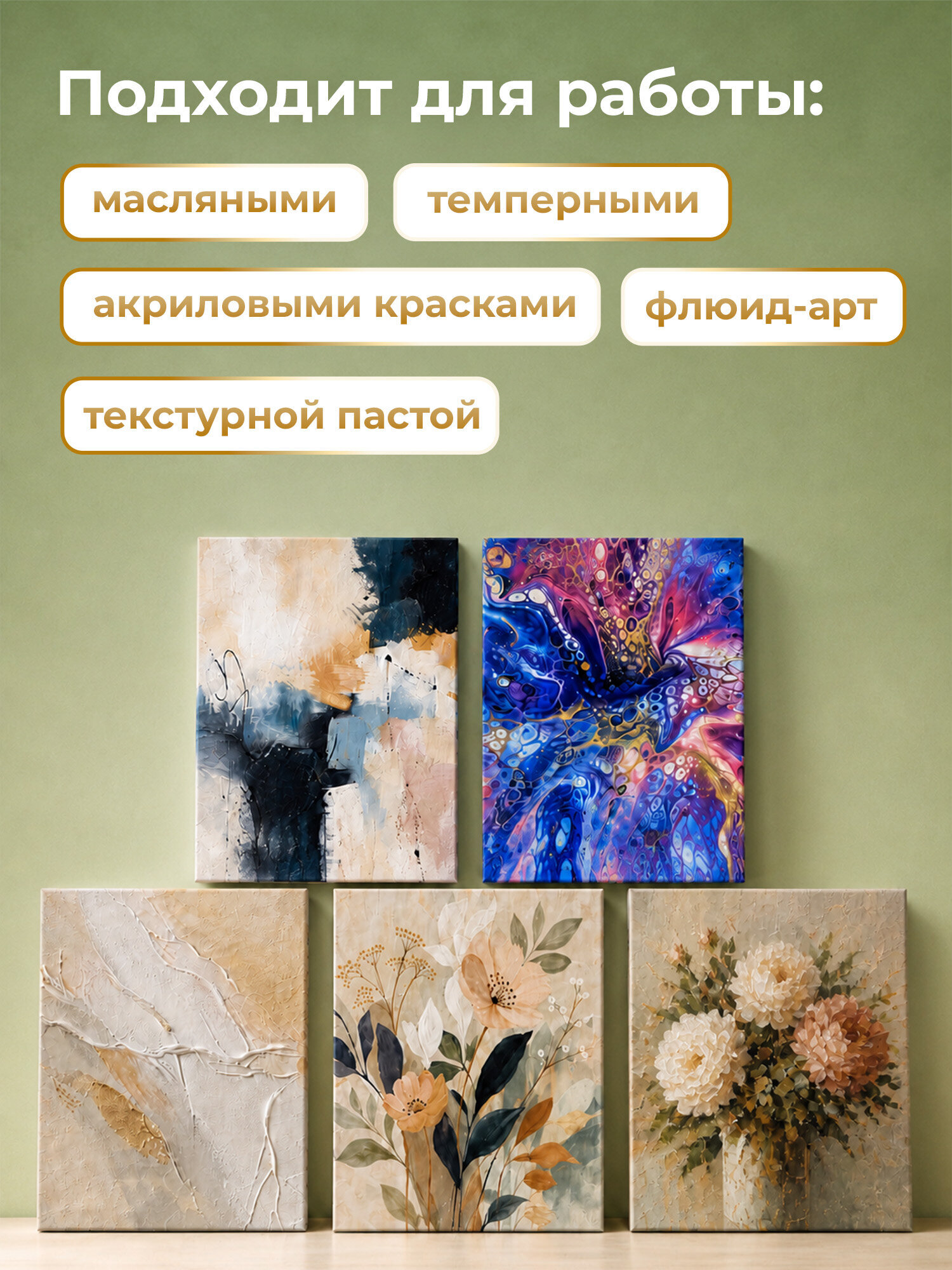 Холст для рисования Brauberg на подрамнике 60х80 см грунтованный 100% хлопок - фото 4