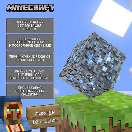 Настольный светильник-ночник Minecraft Светодиодный 3D в виде блока алмазной руды