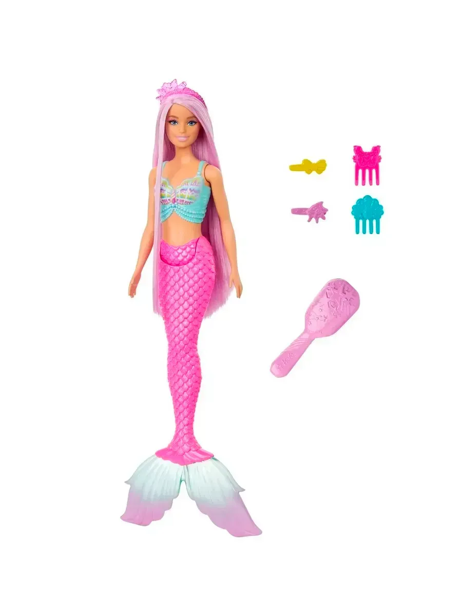 Кукла модельная Barbie Русалка с сиреневыми волосами высота 29 см HRR00 - фото 1