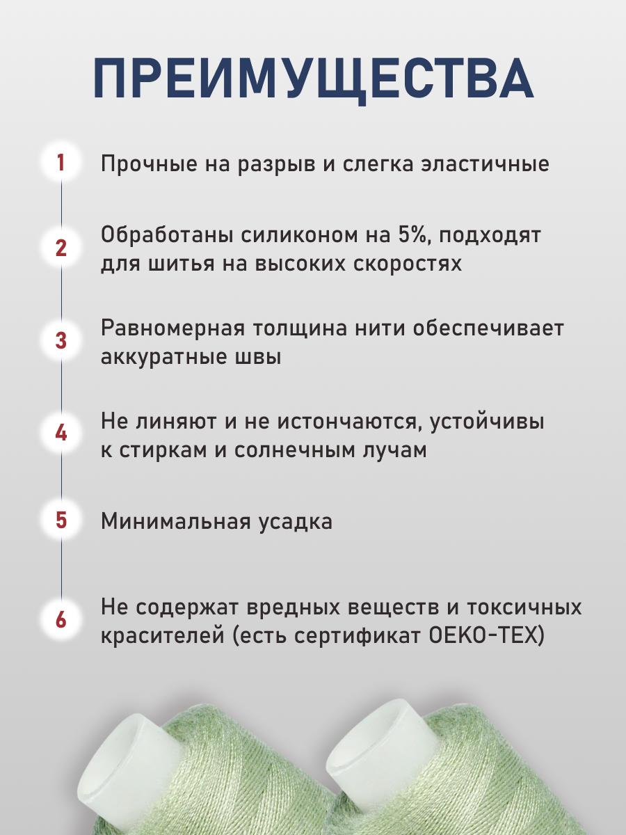 Нитки для шитья 40/2 Bestex 10шт цв 123 - фото 3