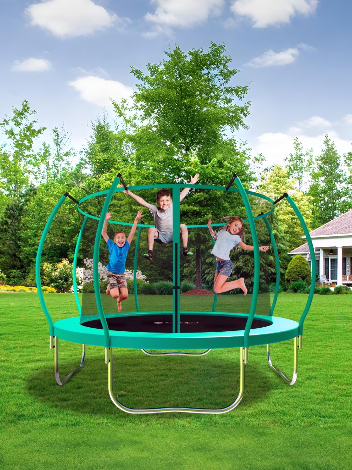 Батут каркасный Perfetto Sport с защитной сеткой 10ft диаметр 3,0 м зеленый - фото 27