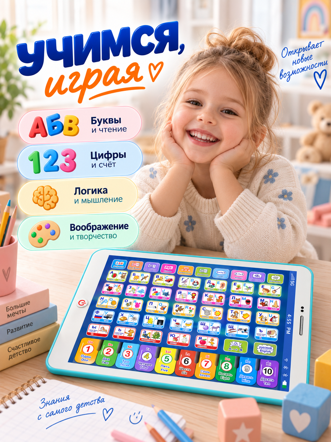 Планшет детский MiniMinds развивающий интерактивный - фото 10