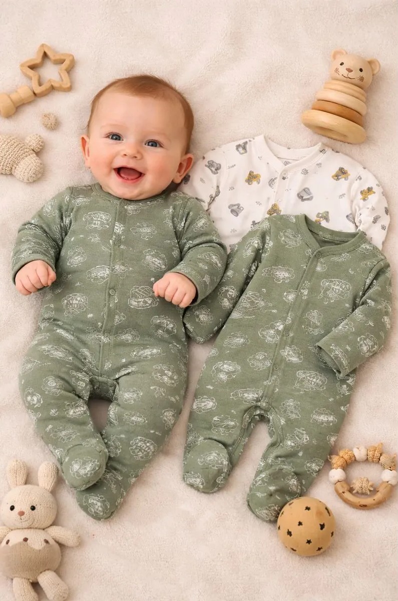 Комбинезон 2 шт Mark Formelle (Марк Формэль) 14005-2/тракторы на белом песке +тракторы на морском - фото 1